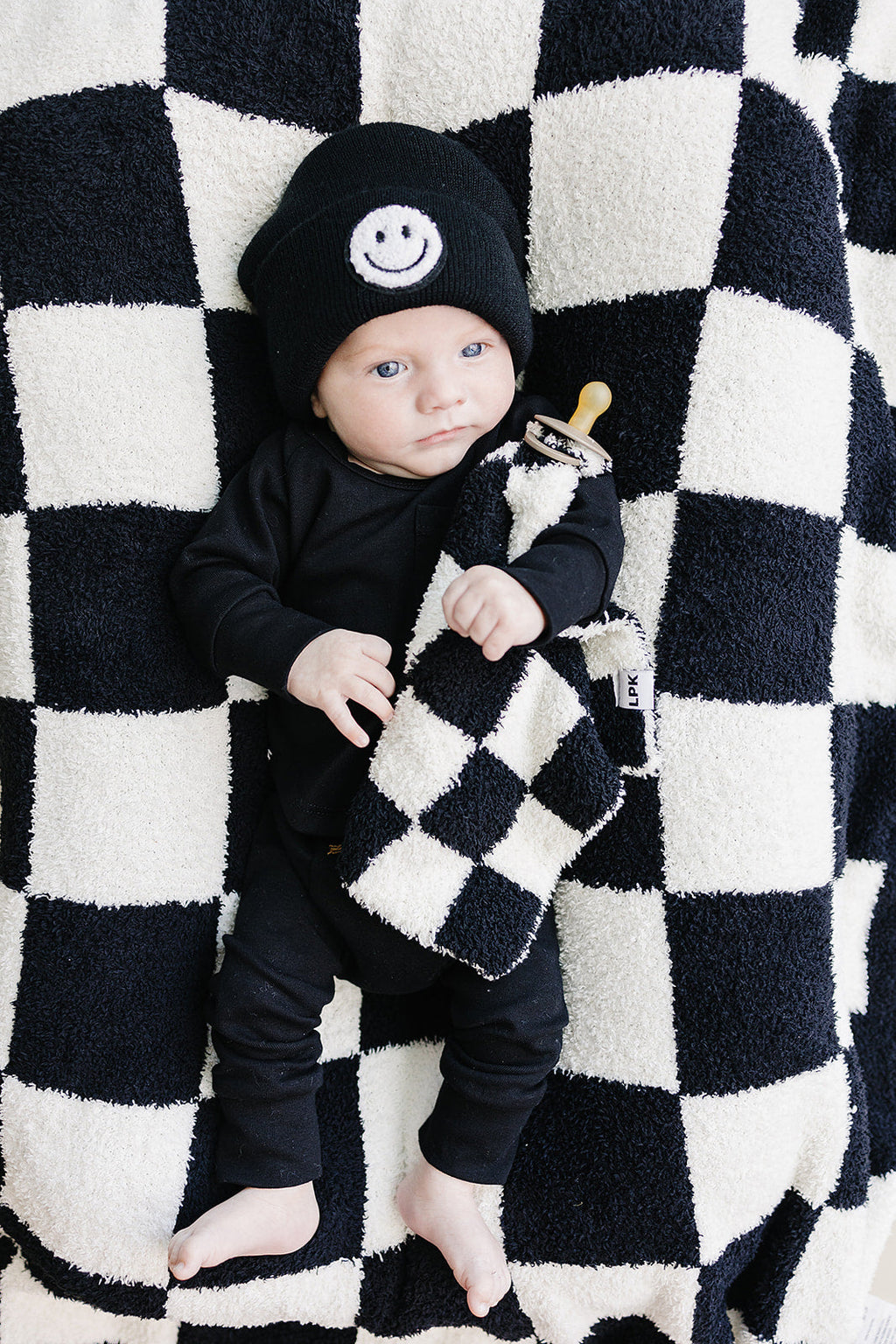Checkered Plush Lovey | Black