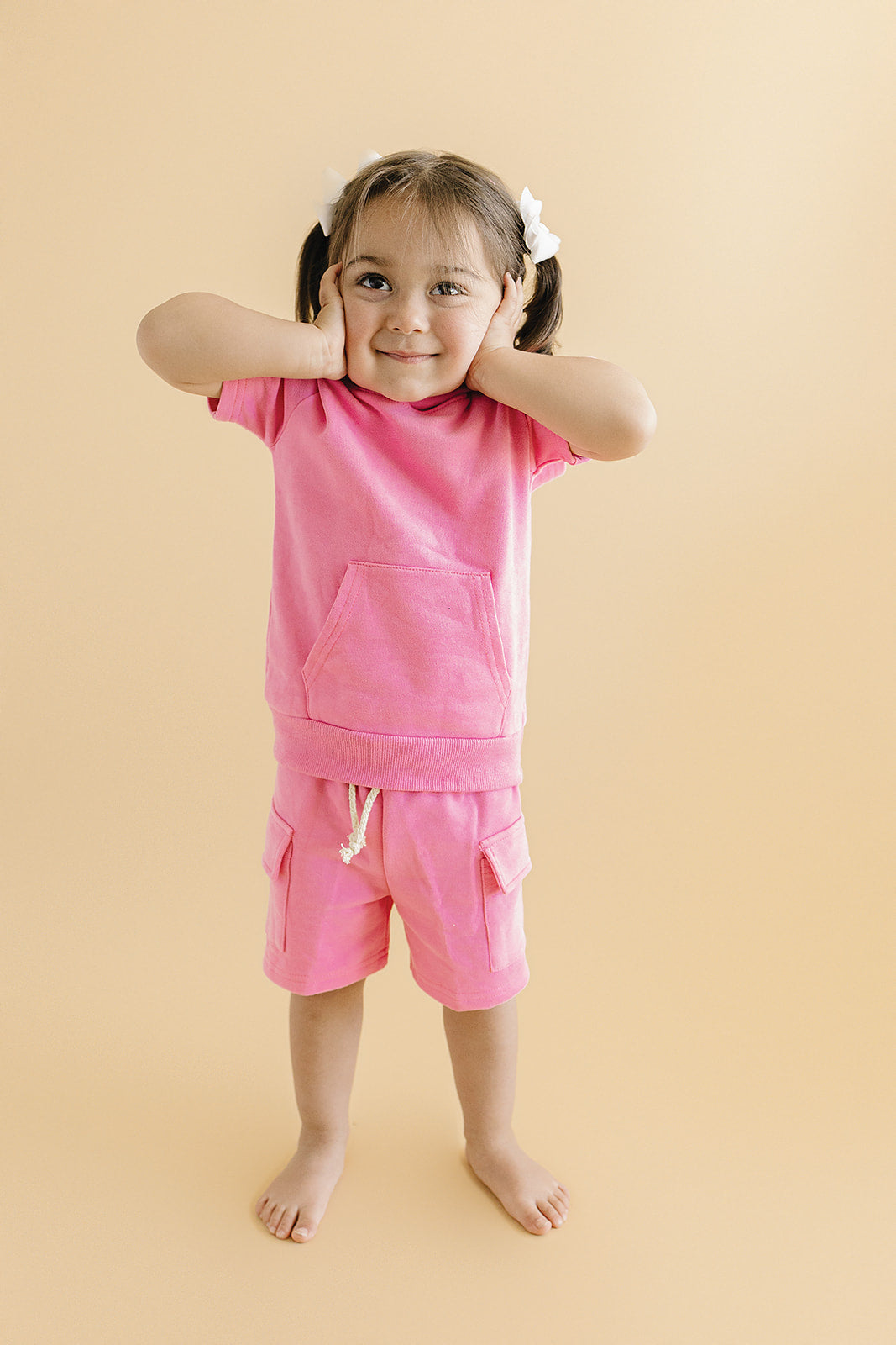 Terry Cargo Shorts Set | Pink