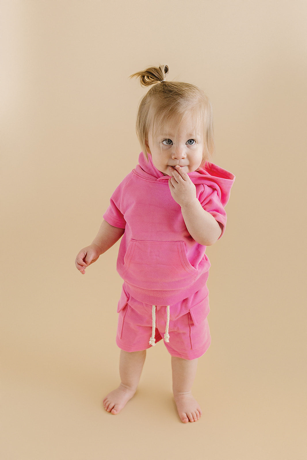 Terry Cargo Shorts Set | Pink