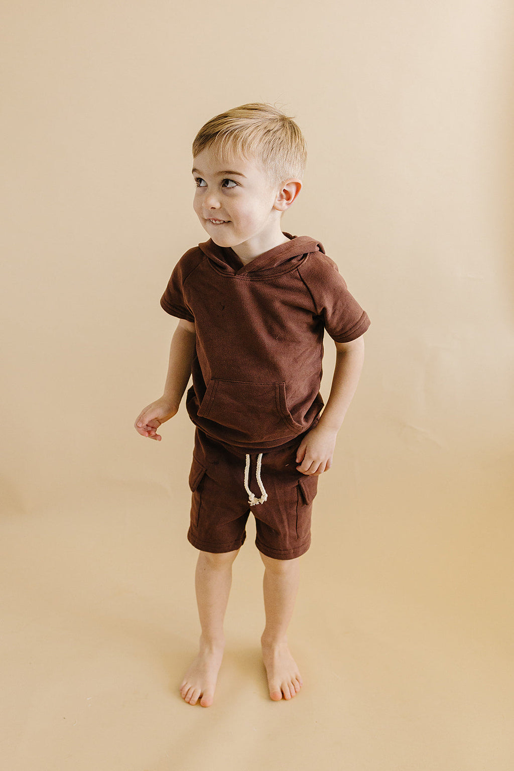 Terry Cargo Shorts Set | Chocolate