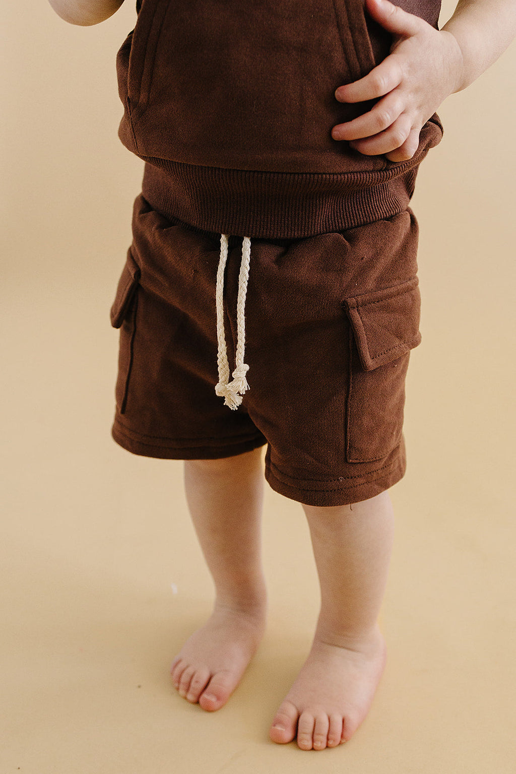 Terry Cargo Shorts Set | Chocolate
