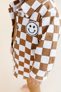 Cotton Shacket | Smiley Checkered Copper
