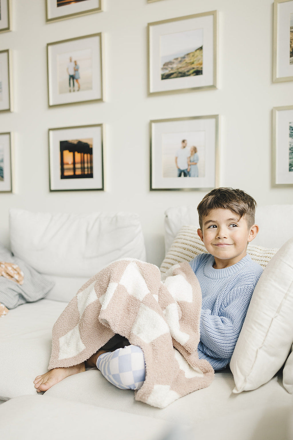 Checkered Plush Blanket | Latte