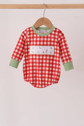Red goose embroidery gingham bubble