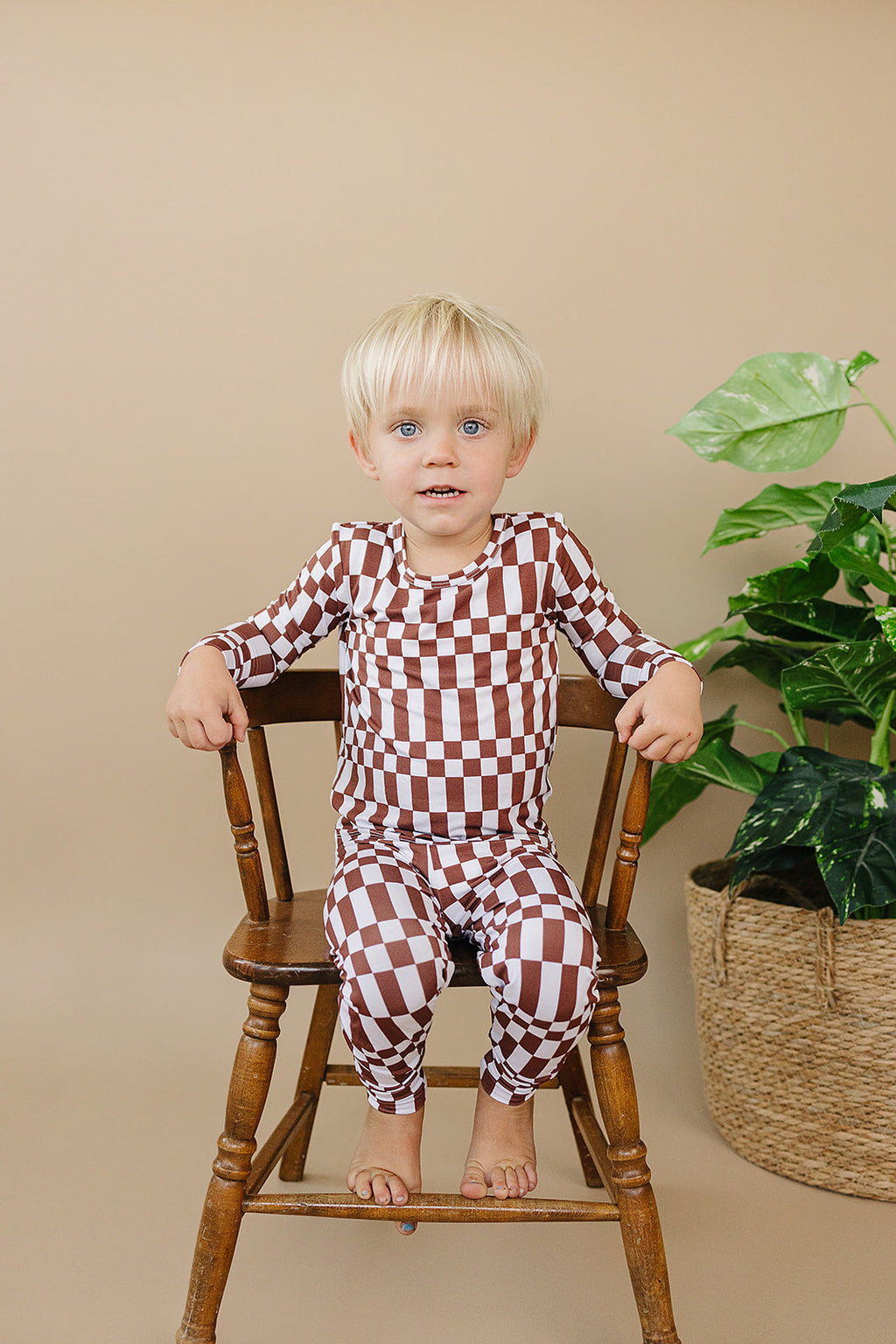Bamboo Two Piece Set | Chocolate Checkered