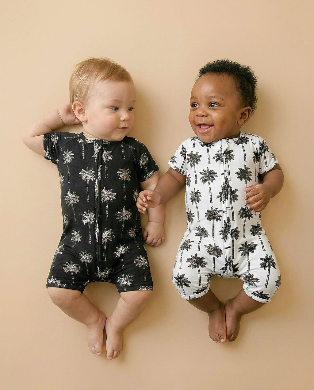 Bamboo Shorty Romper  | Palm Style Black