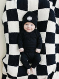 Checkered Plush Blanket | Black